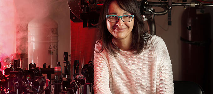 Prof Jelena Vuckovic in her lab