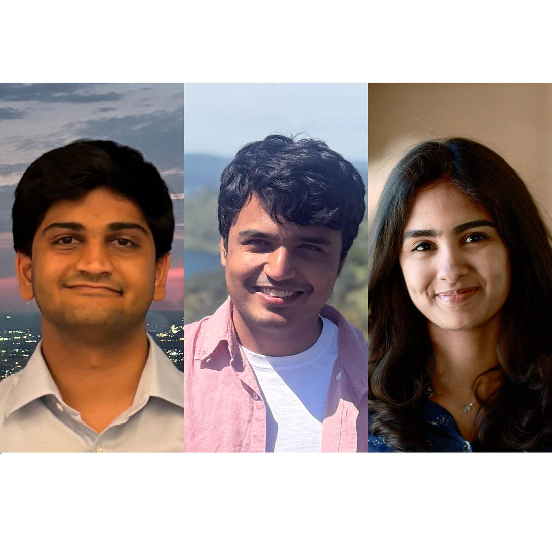 2025 Centennial TA Award winners Siddharth Chandak, Varun Desai, and Ishikaa Lunawat